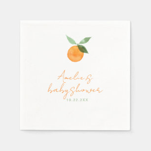 Cute Watercolor Orange Baby Shower Napkin