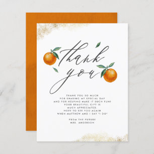 Cute Watercolor Orange Baby Shower Thank You