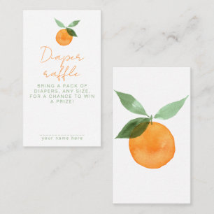 Cute Watercolor Orange Diaper Raffle Baby Shower Enclosure Card