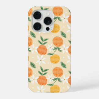 Cute Watercolor Orange Fruit Seamless Pattern iPhone 15 Pro Case