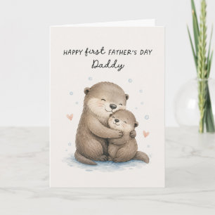Cute Watercolor Otter First Father's Day Card