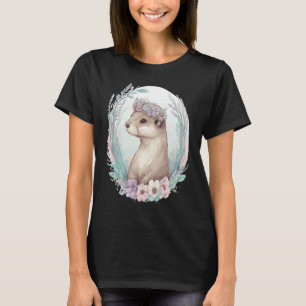 Cute Watercolor Otter Flower Crown Floral Boho Ani T-Shirt