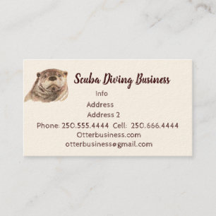 Cute Watercolor Otter Scuba Diving Business Business Card