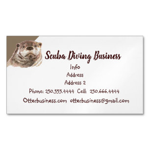 Cute Watercolor Otter Scuba Diving Business Card