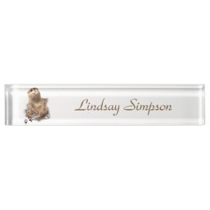 Cute Watercolor Otter Wildlife Animal art Nameplate