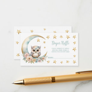 Cute Watercolor Owl Baby Shower Diaper Raffle Enclosure Card