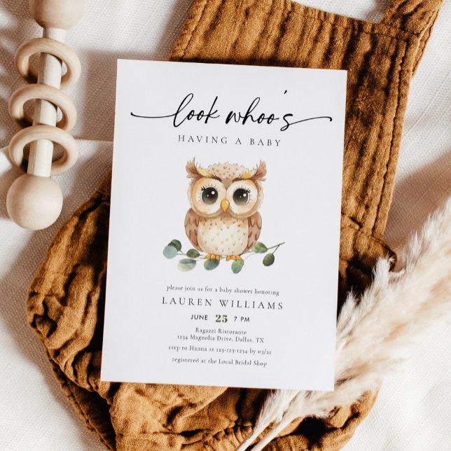 Cute Watercolor Owl Baby Shower Invitation (Creator Uploaded)
