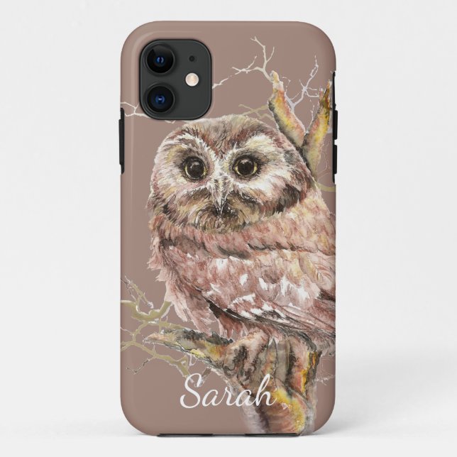 Cute Watercolor Owl Bird Custom Case-Mate iPhone Case (Back)