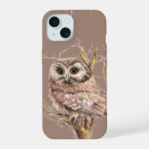 Cute Watercolor Owl Bird Wildlife Art  iPhone 14 C 15 Case