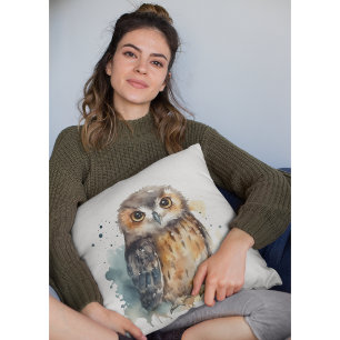 Cute Watercolor Owl Cushion