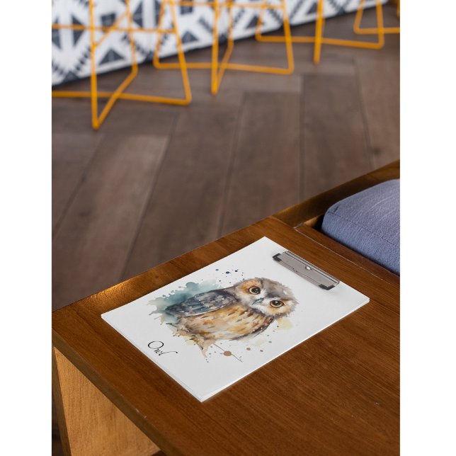 Cute Watercolor Owl, custom Clipboard (Creator Uploaded)