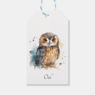 Cute Watercolor Owl, custom Gift Tags