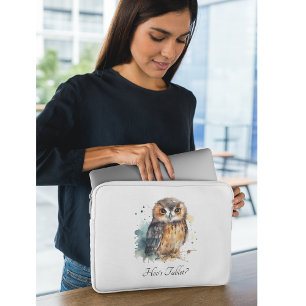 Cute Watercolor Owl, custom Laptop Sleeve