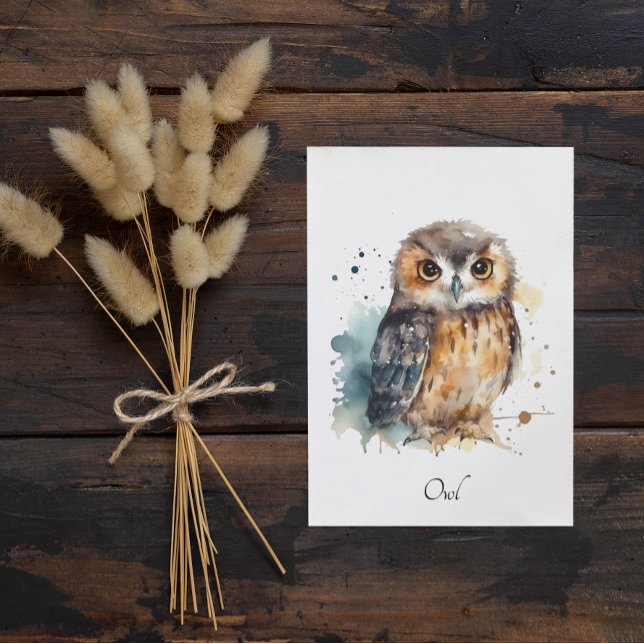 Cute Watercolor Owl, custom Postcard (Creator Uploaded)
