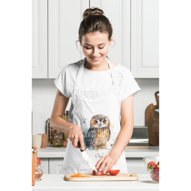 Cute Watercolor Owl, custom Standard Apron (Creator Uploaded)