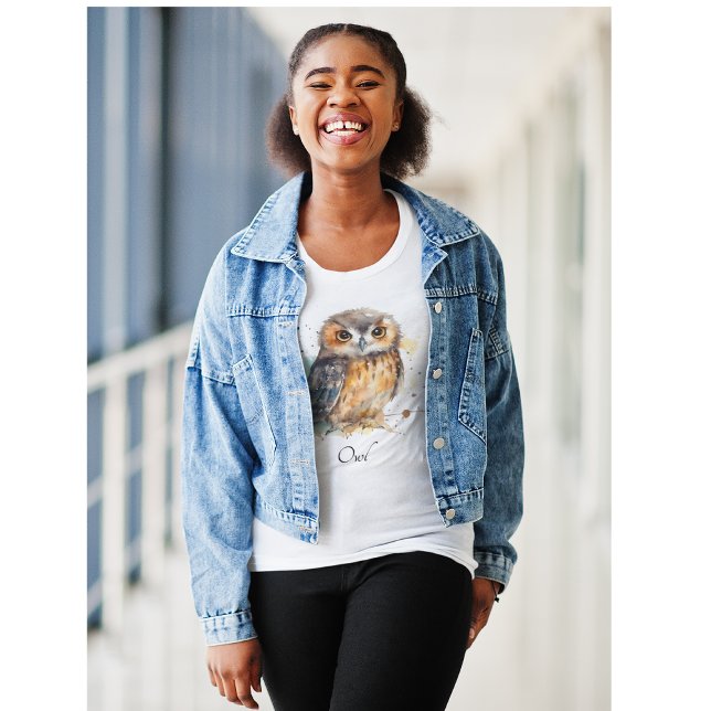 Cute Watercolor Owl, custom T-Shirt (Creator Uploaded)