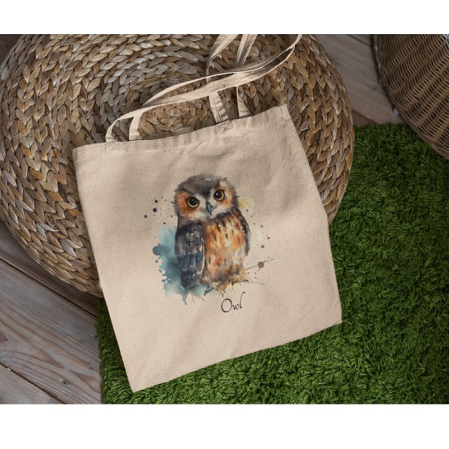 Cute Watercolor Owl, custom Tote Bag (Creator Uploaded)