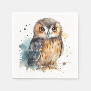 Cute Watercolor Owl Napkin