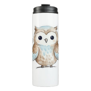 Cute Watercolor Owl Thermal Travel Mug