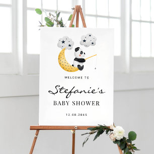 Cute Watercolor Panda Baby Shower Welcome Poster