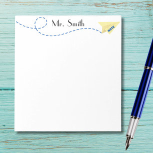 Cute watercolor Paper Aeroplane with Note,Custom Notepad