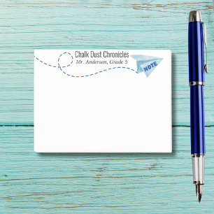 Cute watercolor Paper Aeroplane with Note,Custom Post-it Notes
