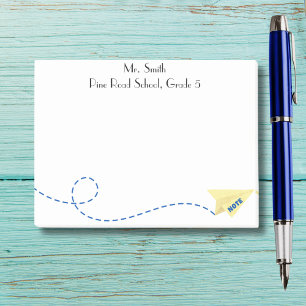 Cute watercolor Paper Airplane with Note,Custom Post-it Notes