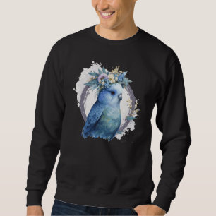 Cute Watercolor Parakeet Budgie Bird Flower Crown  Sweatshirt