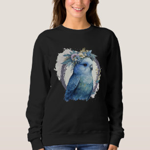 Cute Watercolor Parakeet Budgie Bird Flower Crown Sweatshirt