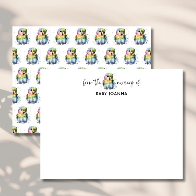 Cute Watercolor Parrot Chic Nursery Note Card (Creator Uploaded)