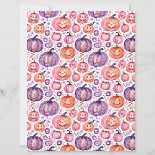 Cute Watercolor Pastel Halloween Pumpkin Paper