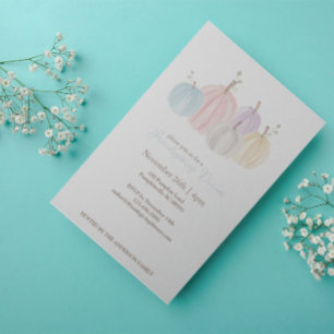 Cute Watercolor Pastel Pumpkins Thanksgiving Invitation