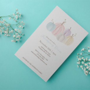 Cute Watercolor Pastel Pumpkins Thanksgiving Invitation