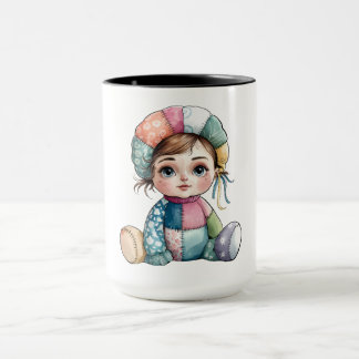 Cute Watercolor Patchwork Baby Snow Woman Mug