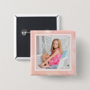 Cute Watercolor Peach Kid Photo Button