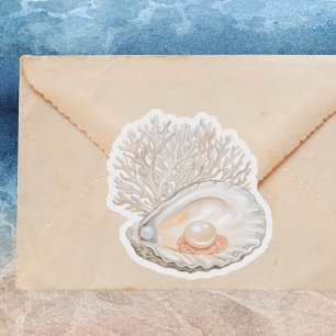 Cute Watercolor Peachy Oysters Pearls Girly