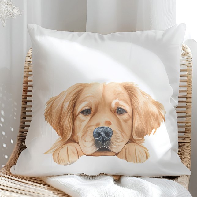Cute Watercolor Peeking Golden Personalised Cushion (Creator Uploaded)