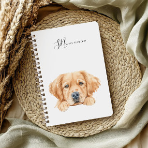 Cute Watercolor Peeking Golden Personalised Notebook