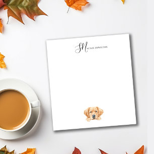 Cute Watercolor Peeking Golden Personalised Notepad