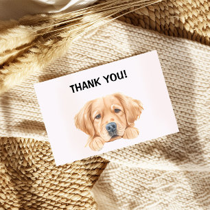 Cute Watercolor Peeking Golden Personalised Thank You Card