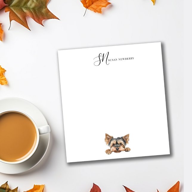 Cute Watercolor Peeking Yorkie Personalised Notepad (Creator Uploaded)