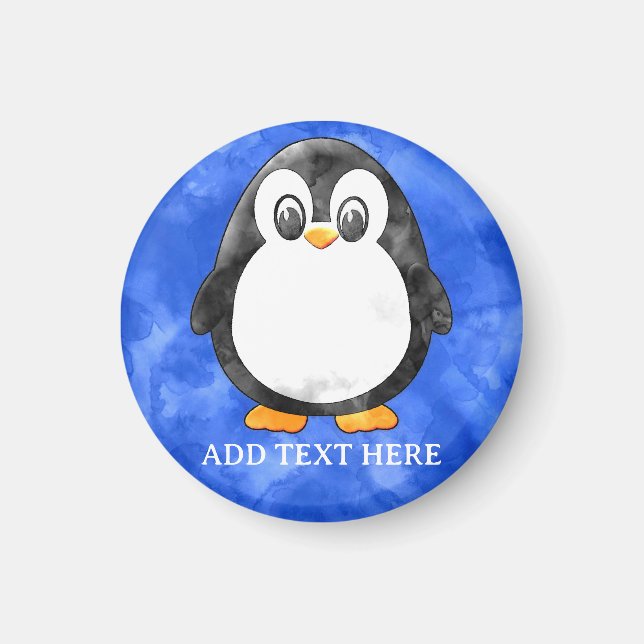 Cute Watercolor Penguin Blue  Magnet (Front)