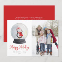 Cute Watercolor Penguin Snow Globe Photo
