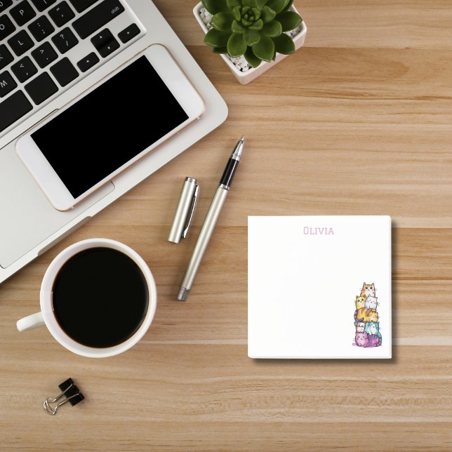 Cute Watercolor Personalised Cat Lovers Fun Post-it Notes (Creator Uploaded)