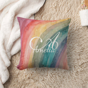 Cute Watercolor Personalised Rainbow  Cushion
