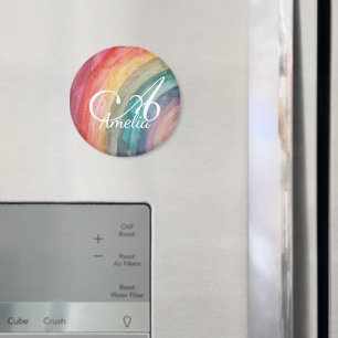 Cute Watercolor Personalised Rainbow Magnet