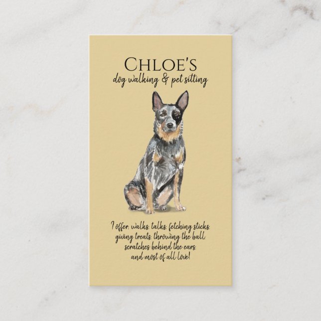 Cute Watercolor Pet Sitter Dog WalkerBusiness Card (Front)