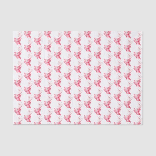 Cute Watercolor Pink Baby Axolotl Tissue Paper (Front)