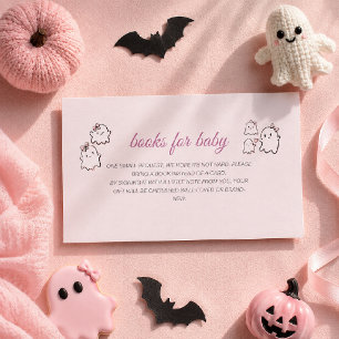 Cute Watercolor Pink Boo Halloween Books For Baby Enclosure Card