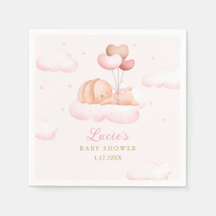 Cute Watercolor pink Bunny Boho Girl Baby Shower Napkin